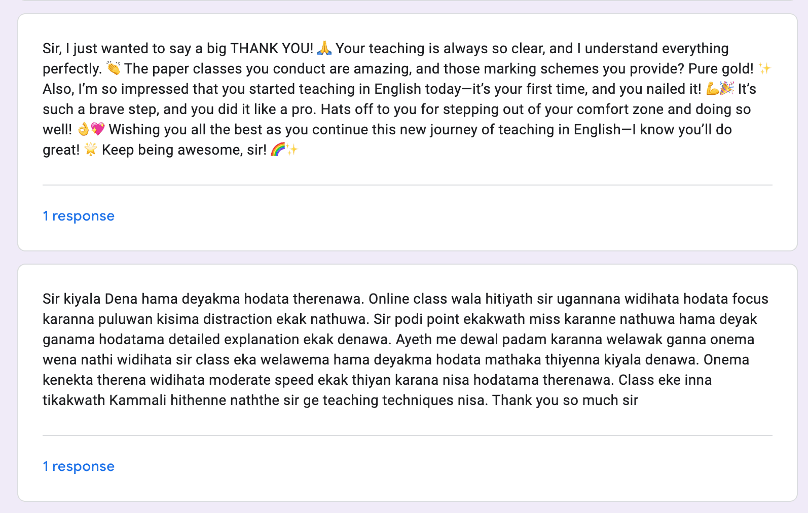 Student feedback 3