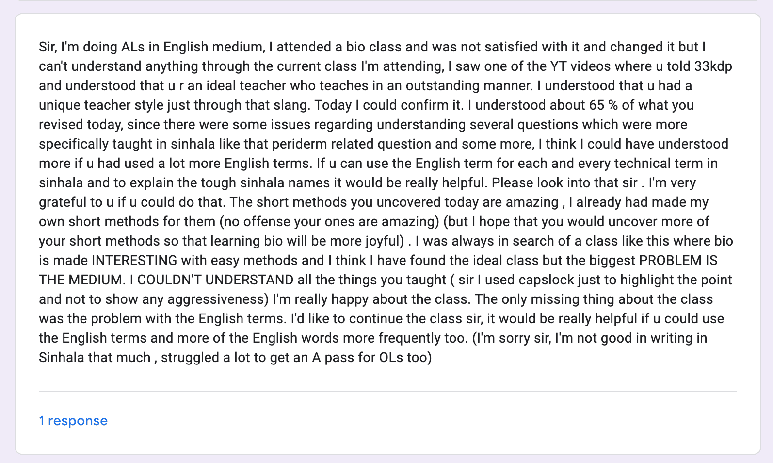 Student feedback 5